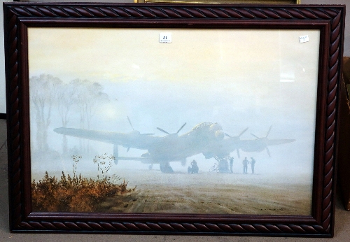 A Coulson Lancaster bomber print, framed