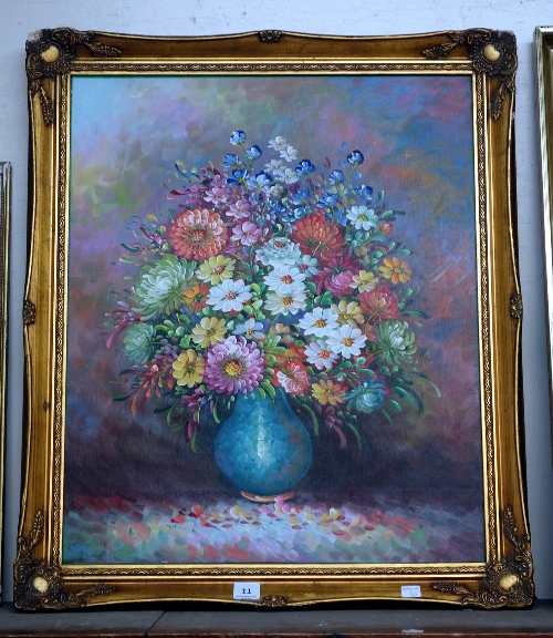 A still life oil on canvas, framed