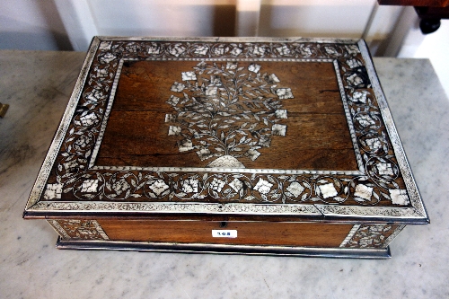 A 19th Century Anglo-Indian Vizagapatan rosewood and ivory inlaid writing box