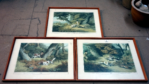 A set of three hunting prints, framed