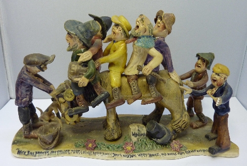 A Widecombe Fair figure group by Will Young, Devon, height 17cms, width 26cms, a/f