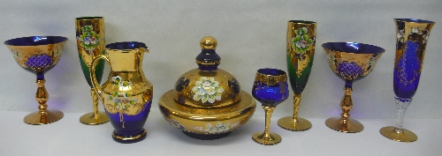 Coloured and gilt glassware