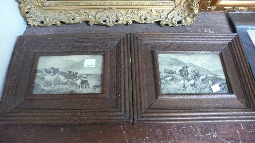 A pair of landscape prints, framed