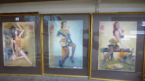 A set of four Hot Shots 2013 calendar prints, framed