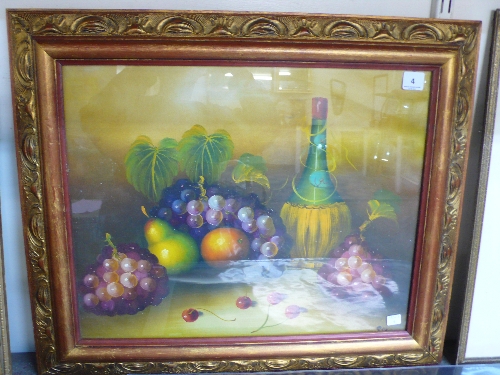 Cox, still life of fruit, oil on canvas, framed