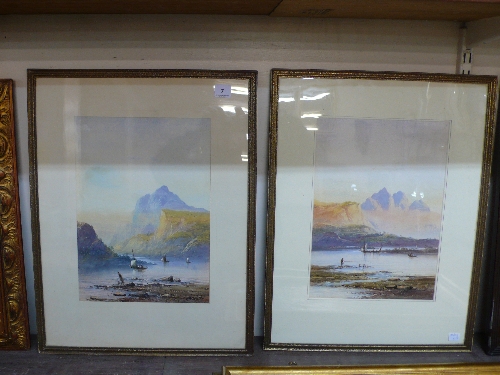 English School, pair of landscapes, watercolour, framed