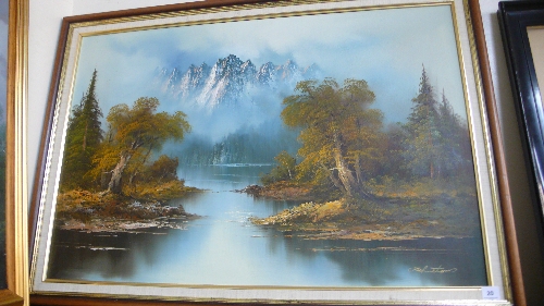 Johnstone, Alpine landscape, oil on canvas, framed