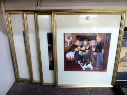 A set of four Beryl Cook prints, framed