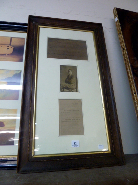 A Post Office telegraph with related photograph, framed