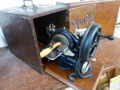 A Victorian Willcox & Gibbs sewing machine, cased