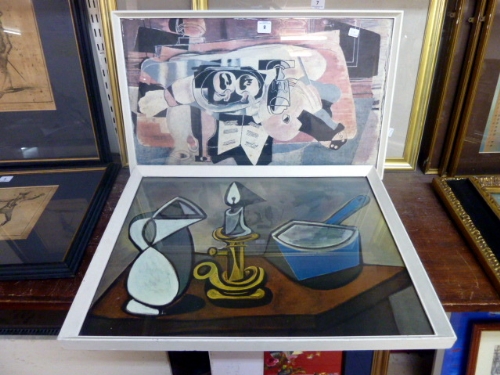 A Pablo Picasso print and a George Braque print, both framed