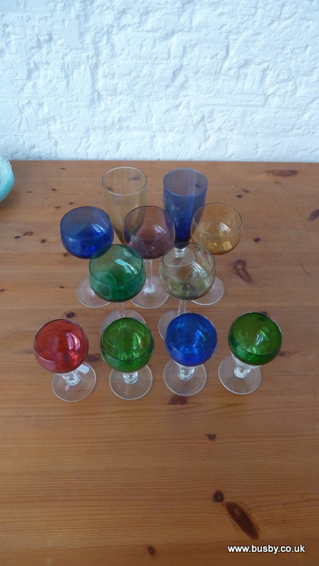 Collection of coloured and studio glass