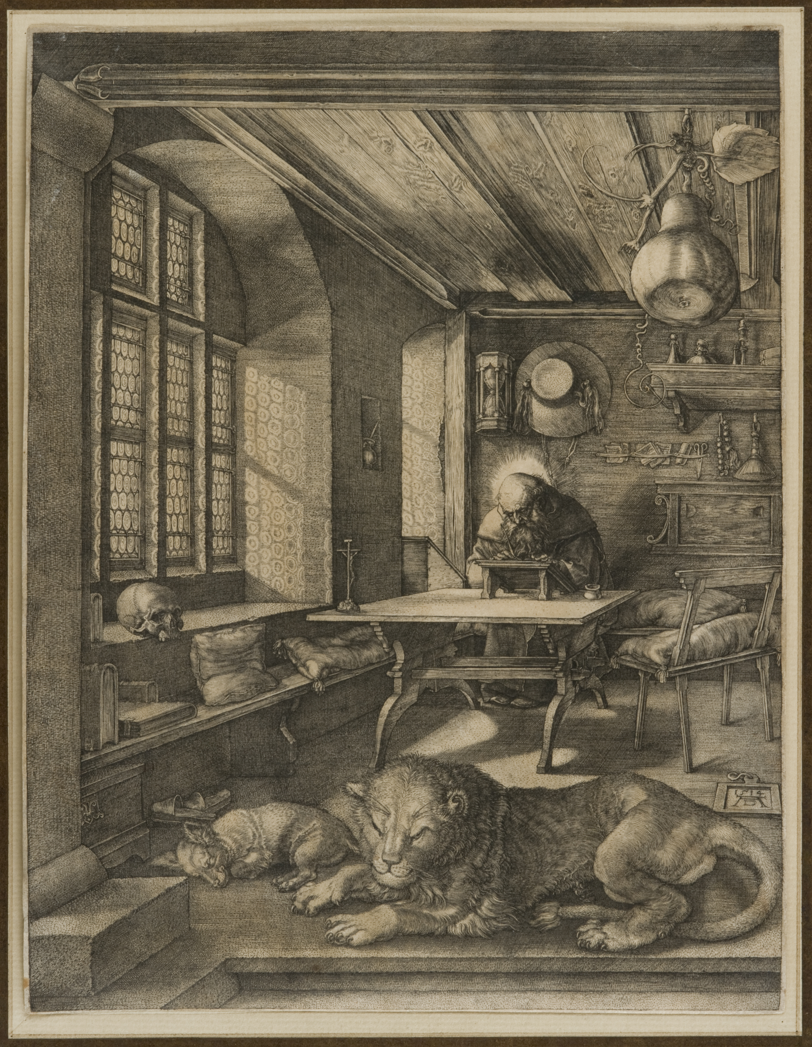 Albrecht Dürer. (1471-1528). Saint Jerome in his Study. [B.60]. Engraving, 93/5in (24.4cm) x 7¼in (