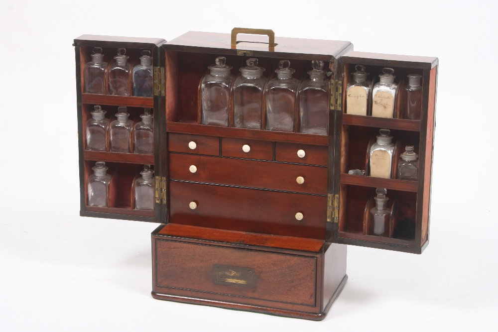 A good quality 19th Century mahogany and brass mounted Apothecary's cabinet, the fold-out doors