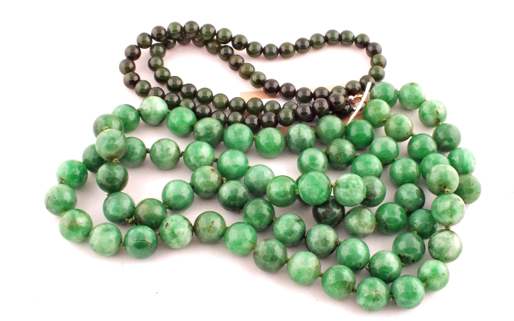 Two green Jadeite necklaces