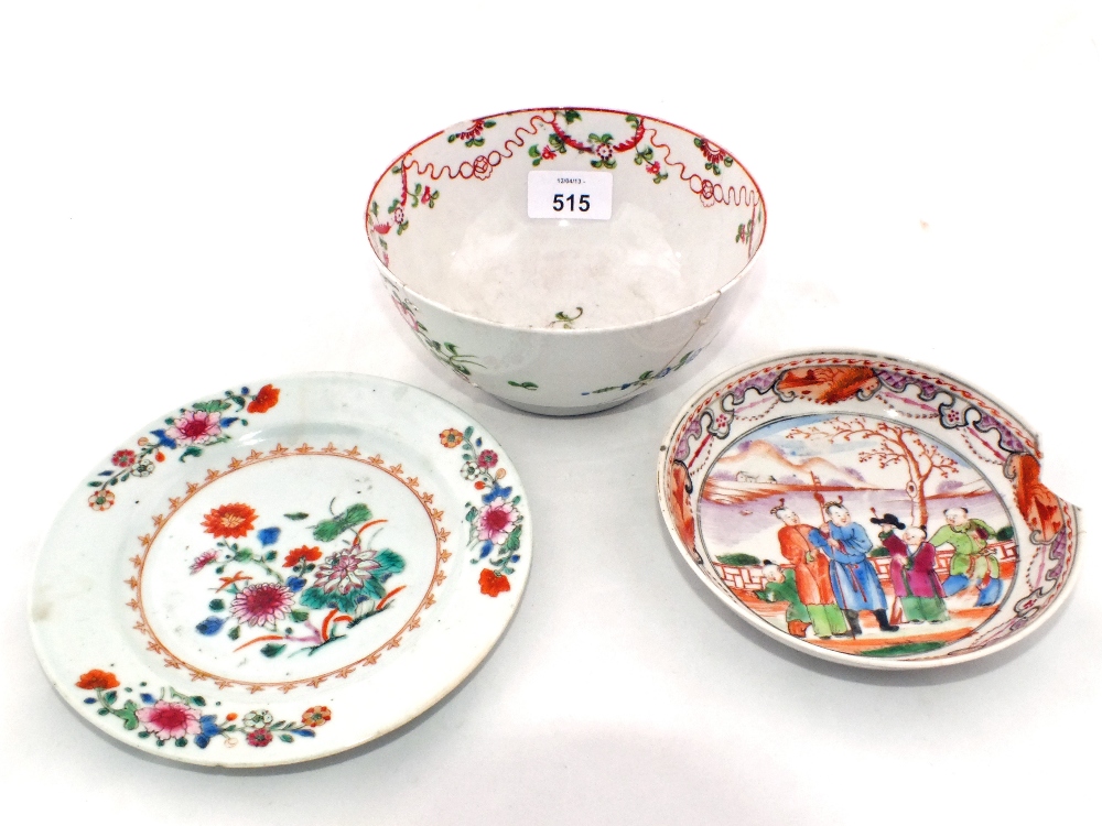 Three pieces of 18th and 19th Century Chinese porcelain (as found)