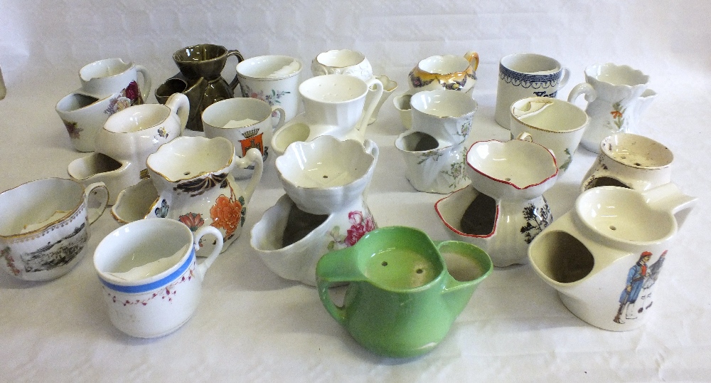 Various china shaving mugs and moustache cups