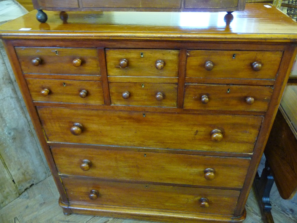 A Mahogany chest of six short and three long drawers