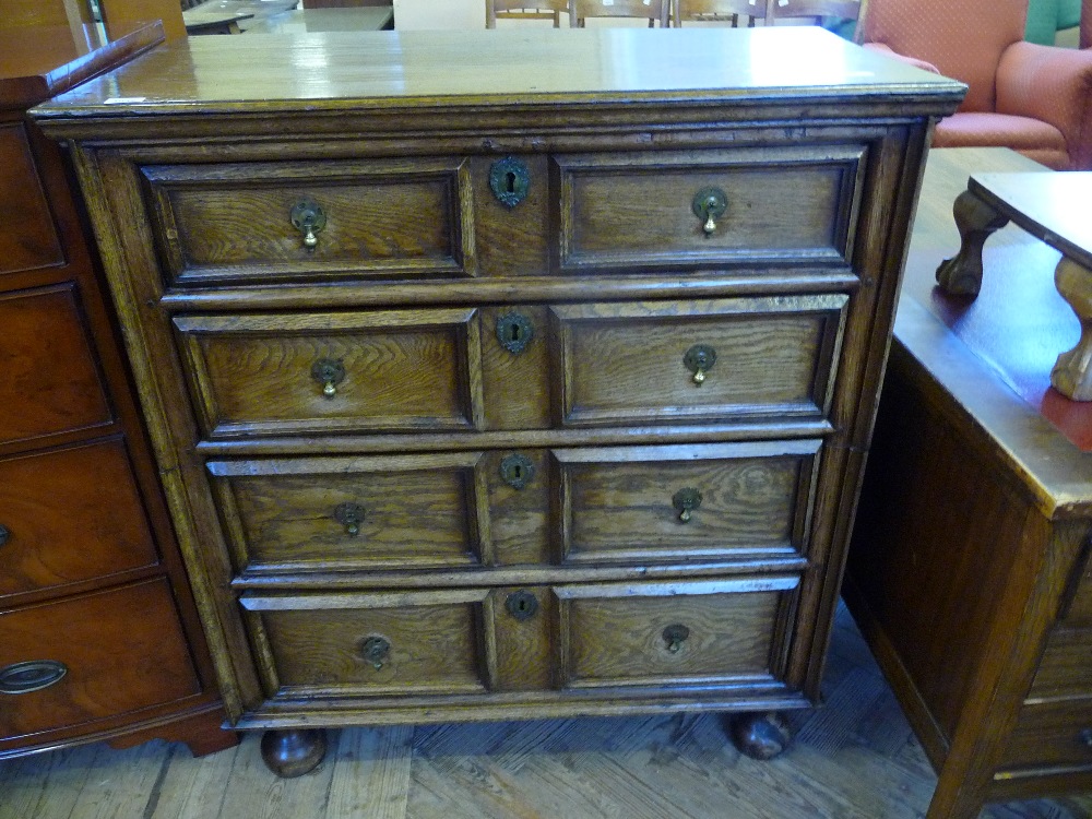 An 18th Century Oak chest of four long drawers