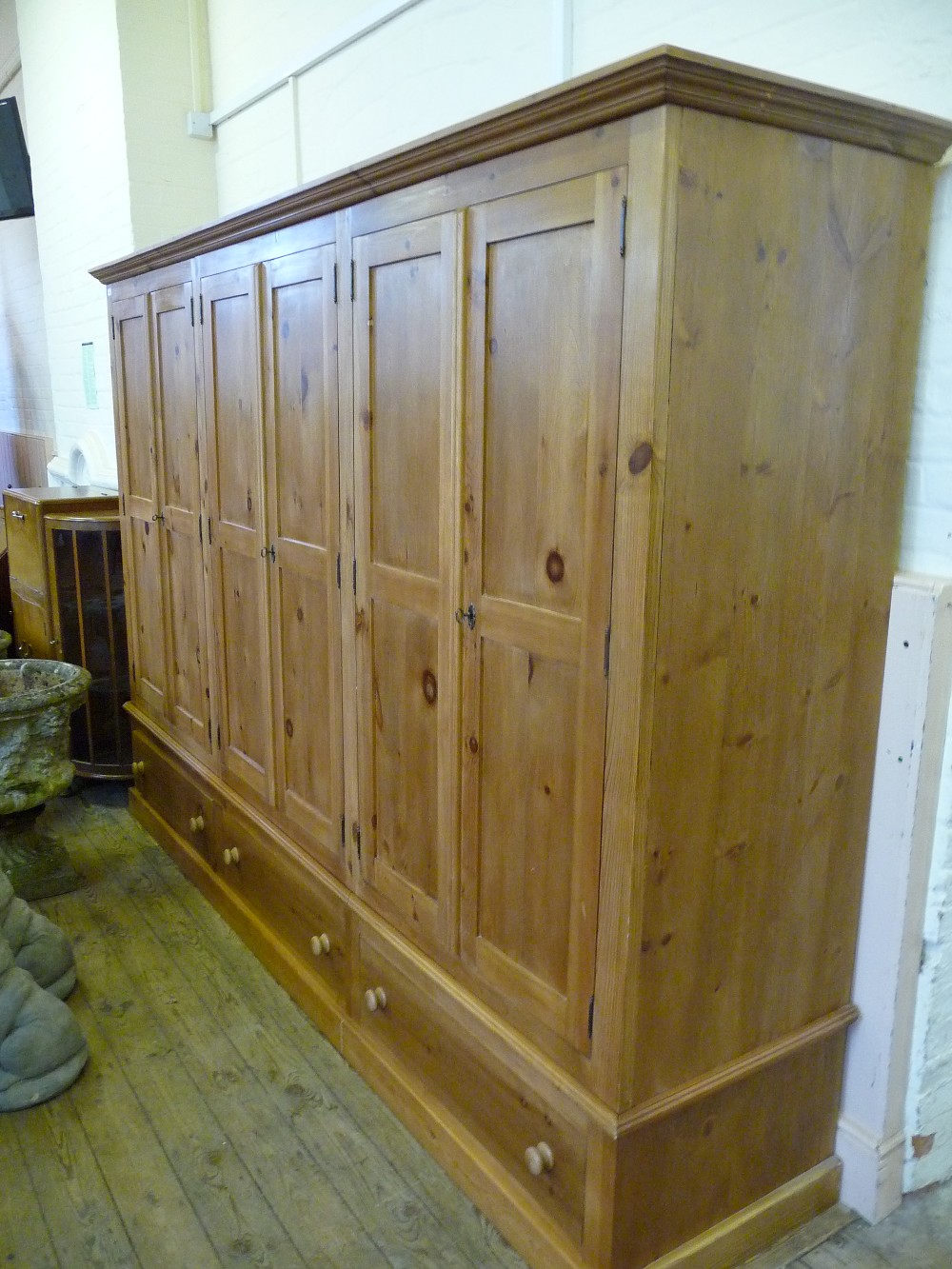 A large Pine triple wardrobe