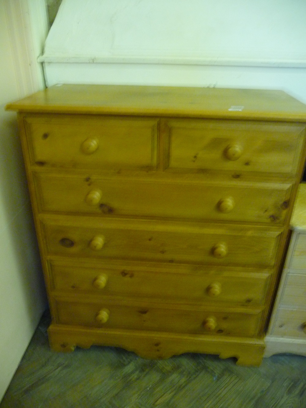 A Pine chest of four long and two short drawers