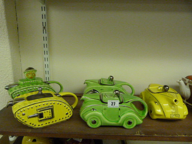 Collection of Sadler Teapots (Tanks & Cars - 2 with Damage)