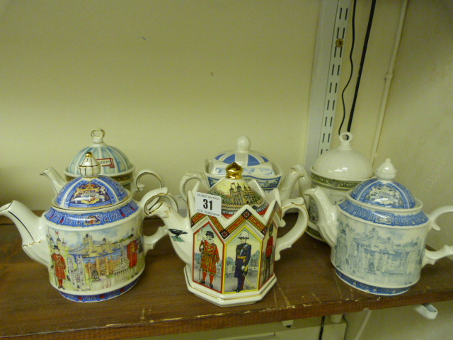 Collection of 6 Sadler London Teapots