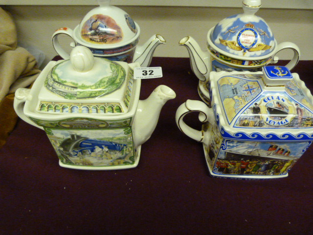 Collection of 4 Sadler Transportation Teapots