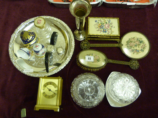 Edwardian Dressing Table Set - Cut Glass - Metamec Clock - Watches etc