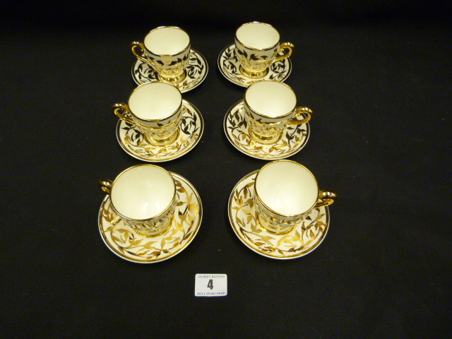 12 Piece Decorative Coffee Set with 18 Carat Gold Inlay