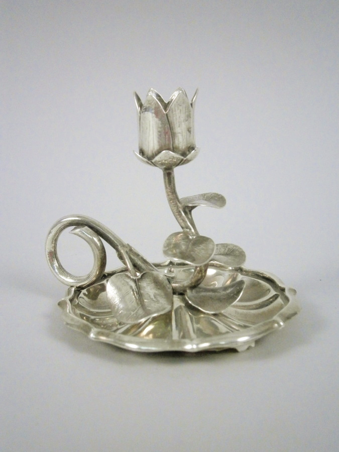 A William IV miniature silver chamberstick, by Joseph Angel, in the form of a lily pad, London 1835,