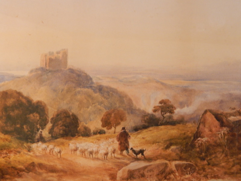 Peter De Wint (1784-1849). Shepherd driving sheep in landscape, watercolour, 41cm x 55cm.