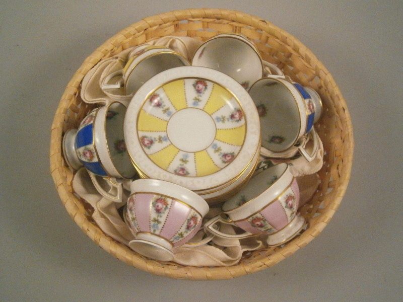 A Rosenthal porcelain harlequin tea set, comprising of six cups, six saucers, each decorated in