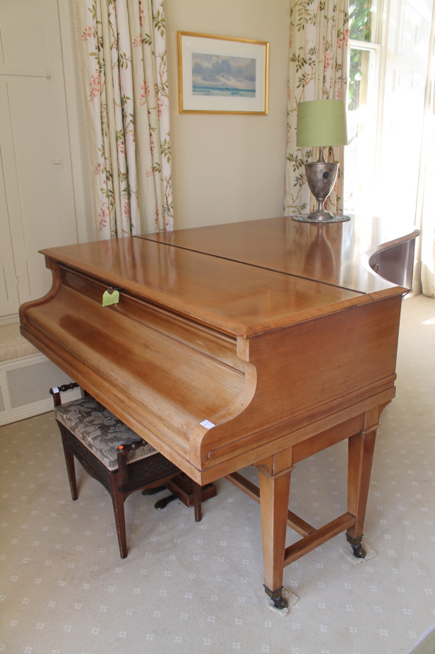 A Bechstein walnut cased budoir grand piano, serial number 95882, 152cm wide, 205cm long.