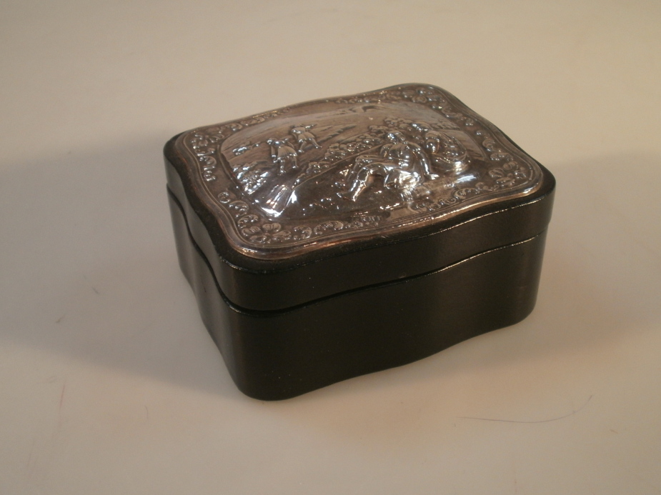 An Asprey leather and silver trinket box, London 1988 maker RBB.