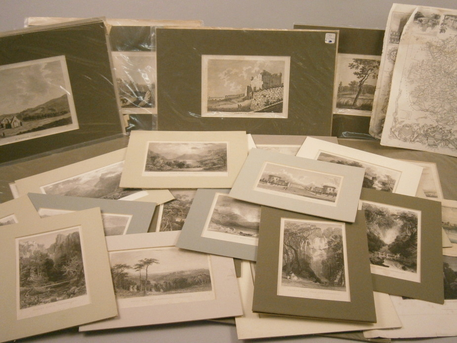 A large quantity of 18thC book plates, mainly of Northumberland and The Lake District