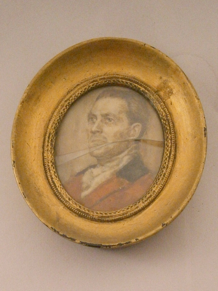 Late 19thC School, portrait miniature of a gentleman wearing a hunting coat, in oval gilt frame,