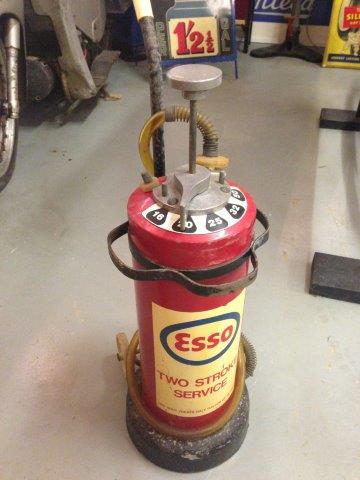 An Esso Two Stroke Service forecourt dispenser.