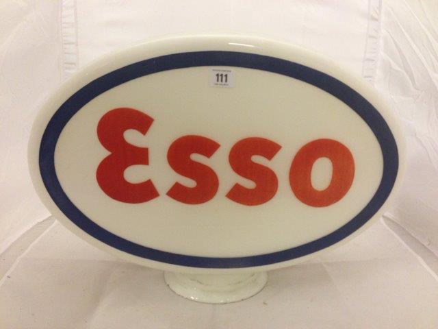 An Esso glass petrol pump globe, in excellent condition.