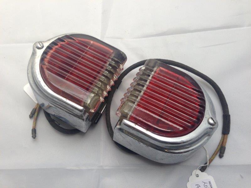 A pair of Lucas no. 476 D-shaped chromed rear lamps.