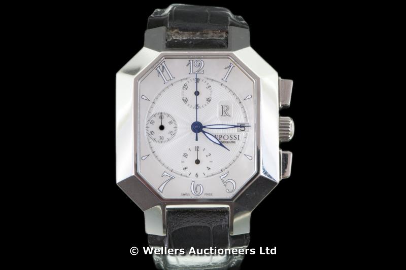 "Gentlemen`s Repossi automatic chronograph wristwatch, on a mother of pearl dial with date