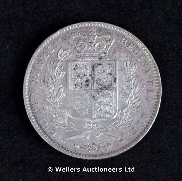 "Victoria, silver Crown, 1845, edge VIII, cinquefoil stops (S. 3882), very fine"