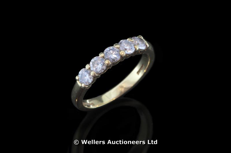 "Five stone diamond ring, round brilliant cut diamonds weighing an estimated total of 0.75ct, claw