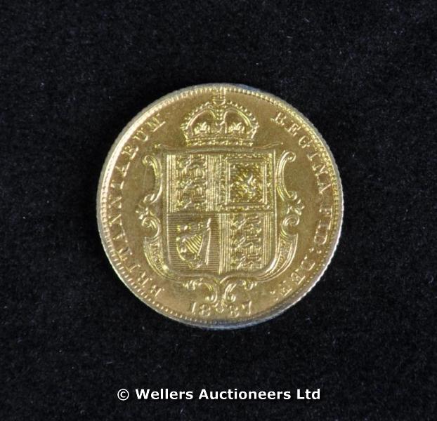 "Victoria, Jubilee 1887, gold Half-Sovereign, very fine but has been mounted, leaving edge