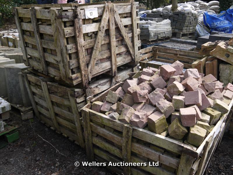 *THREE CRATES OF APPROX 35 YARDS OF REDDISH STONE SETS