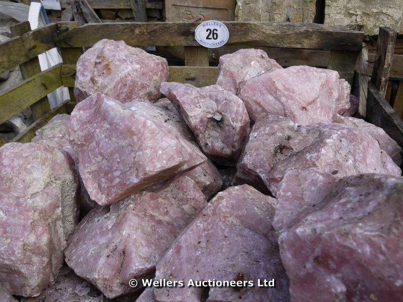 *CRATE OF PINK QUARTZ BLOCKS ALL PRE DRILLED FOR WATER FEATURES