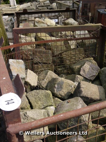 *TWO CRATES OF LARGE PINK GRANITE AND OTHER GRANITE SETS