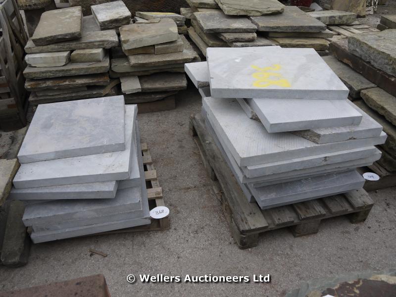 *TWO PALLETS OF APPROX 16 SQUARE YARDS OF NEWLY CUT WELSH LIMESTONE PAVING SLABS