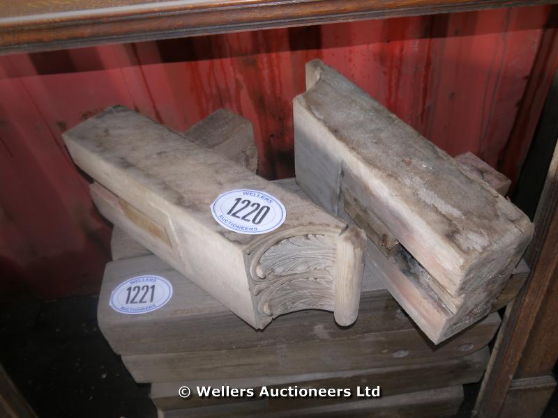 *PAIR OF CARVED WOODEN CORBELS