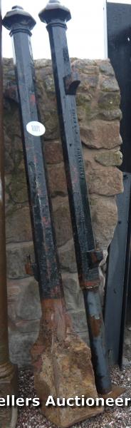 *TWO CAST IRON GATE POSTS - APPROX 8`